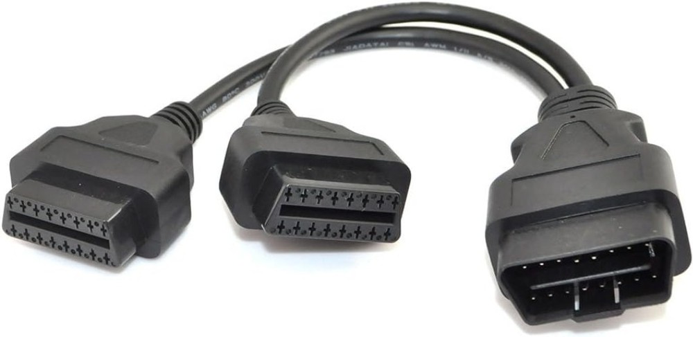 Durable 30cm OBD II Splitter Cable - Connect Two Devices Simultaneously