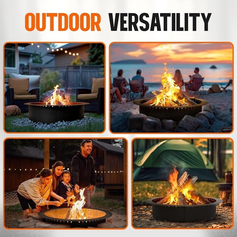 Outdoor Fire Pit Large Round Smokeless Steel Insert Easy Setup Durable Fire Ring