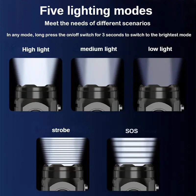 3×Tactical Flashlight Small 3 LED Torch Light Mini Super Bright USB Rechargeable