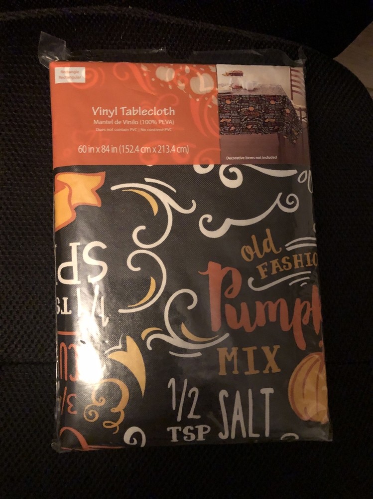 New  "Recipe" 60"×84" Rectangular Vinyl Tablecloth for Fall Autumn Decor