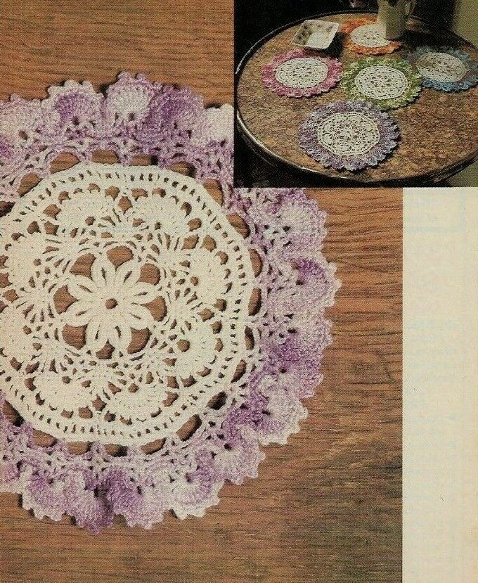 OMBRE BORDER DOILY 6" HOME DECOR DIGEST SIZE CROCHET PATTERN INSTRUCTIONS