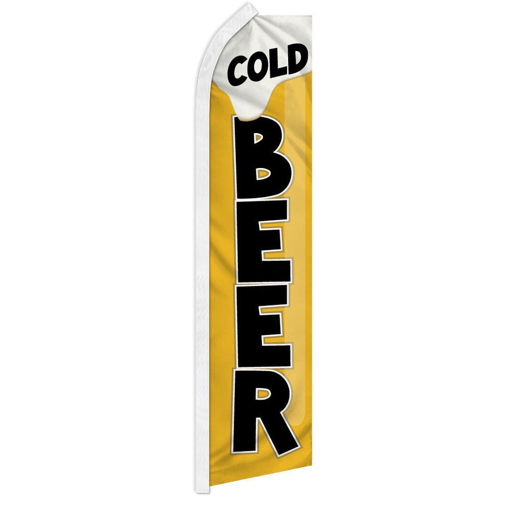 Cold Beer Advertising Swooper Feather Flutter Flag Concessions Drinks