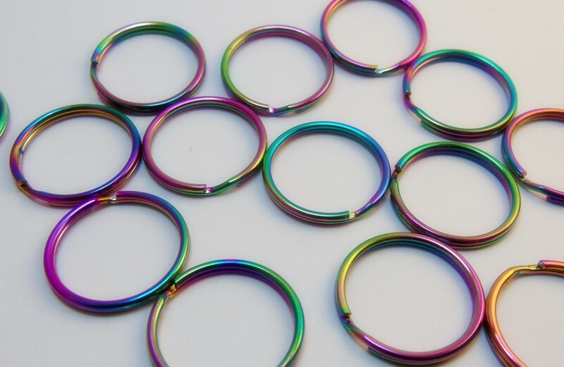 Iridescent Split Key Rings 25mm 1" diameter Shimmery Rainbow Color  Chroma