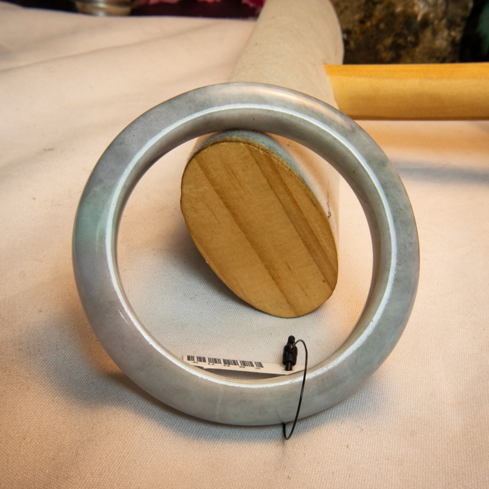 57.2mm Light Grey Burmese Jadeite Bangle – Translucent Jade Bracelet
