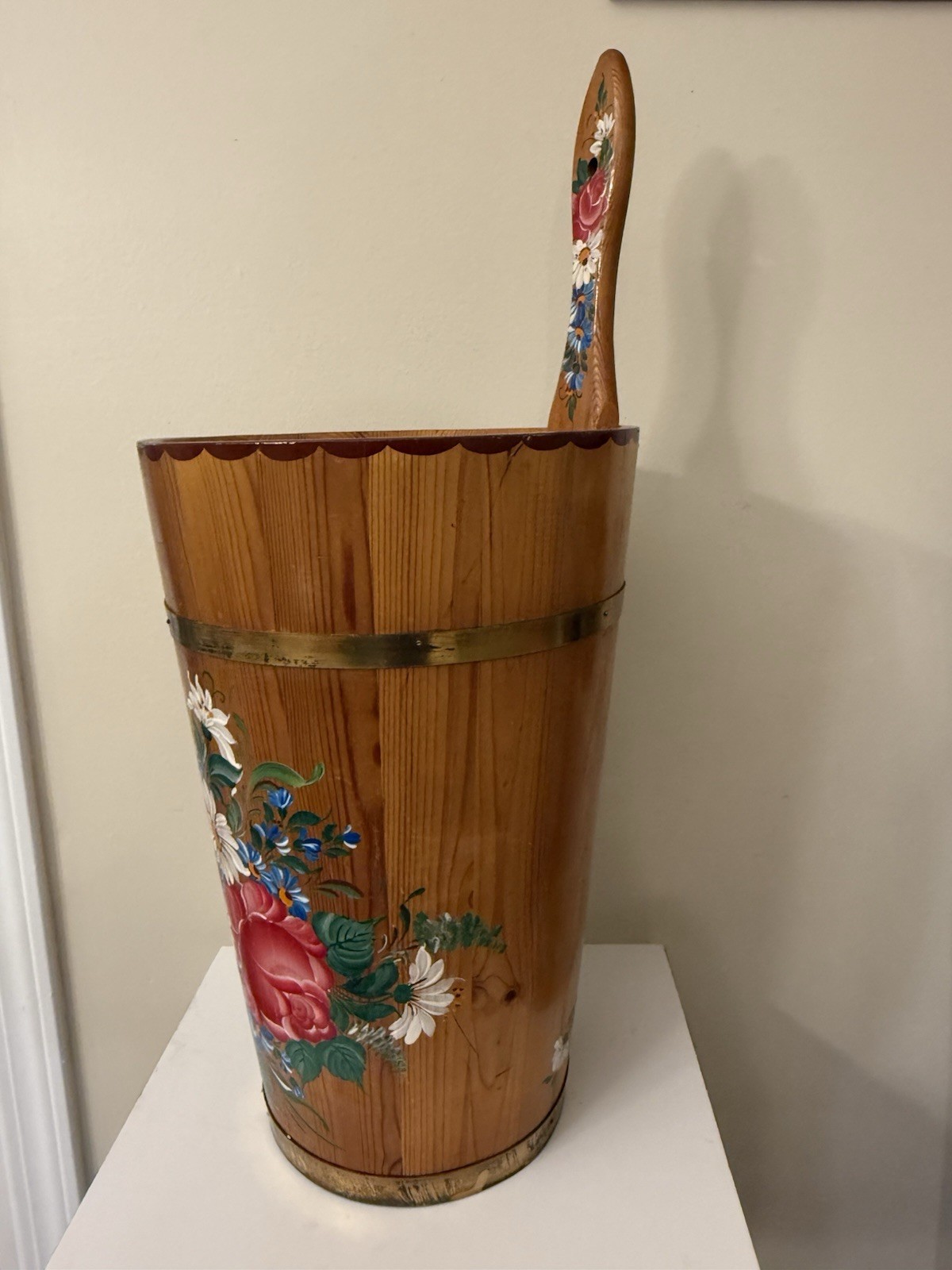 VTG Wood Umbrella Cane Plant Stand Handcrafted Painted Country Farmhouse 24"