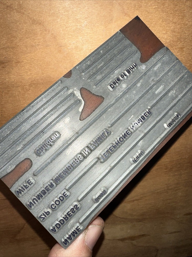 Printing Block “ Business Form Document “ Name, Address, DOB, Zip Code Etc.￼