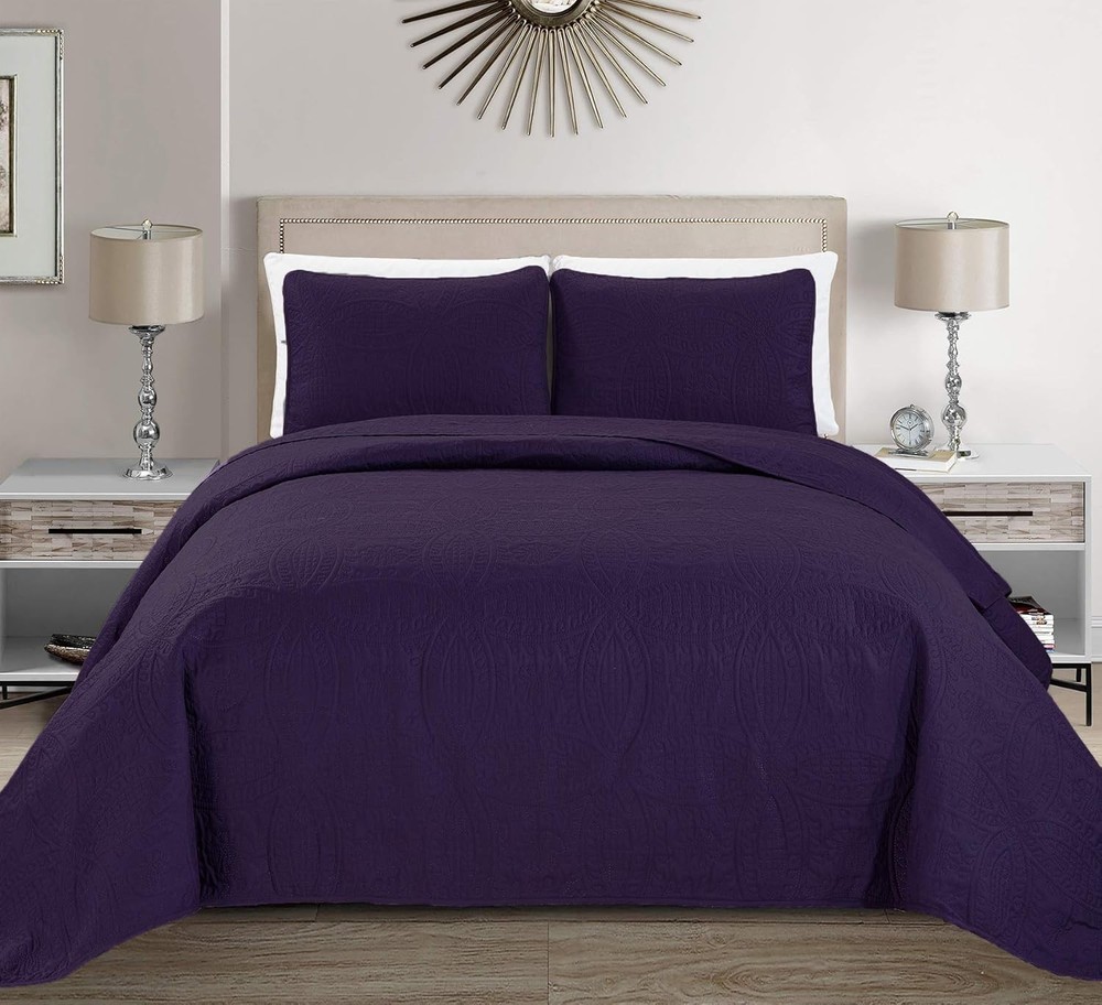 Fancy Collection Embossed Coverlet Bedspread Over Size Set
