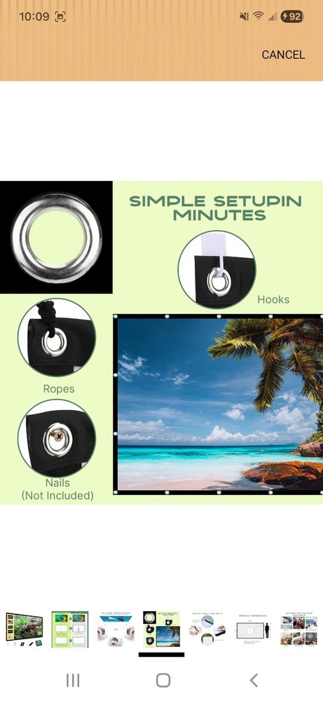 AAJK Foldable Projector Screen 150 inch, Washable