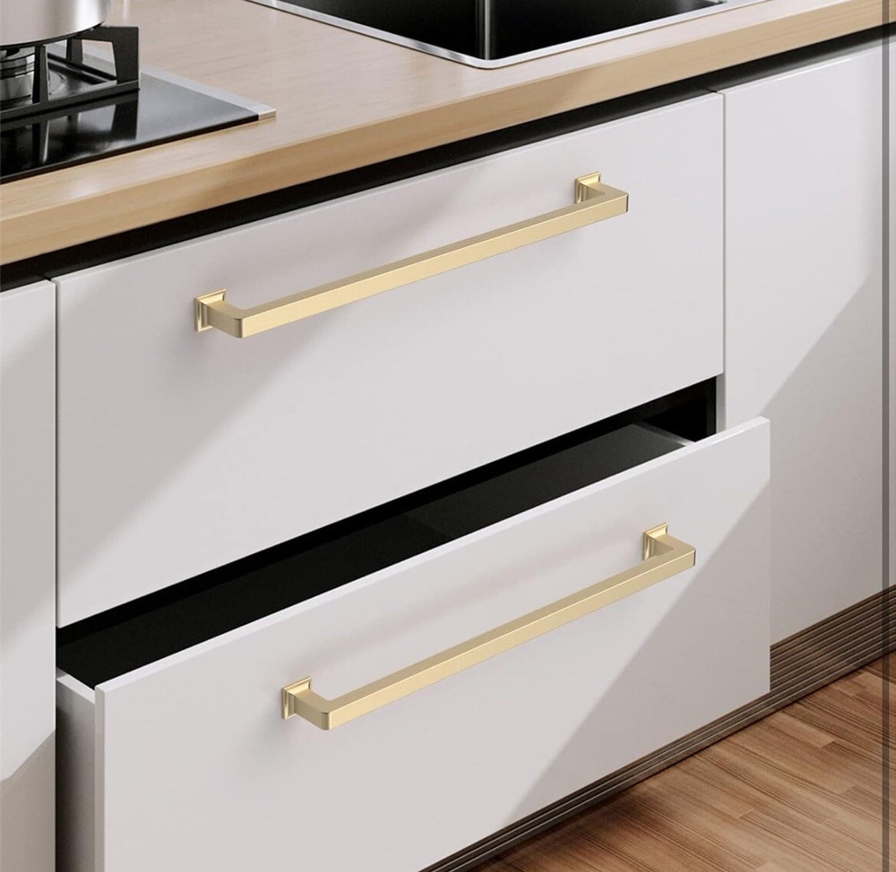 Gold Brushed Satin Brass Stainless Steel Bar Pulls Kitchen Cabinet Handles Knobs