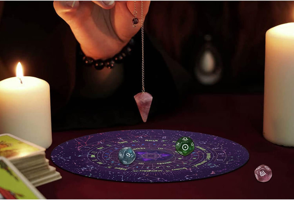 6Pcs Pendulum Board for Divination - Pendulum Crystal for Dowsing, Tarot Dice As