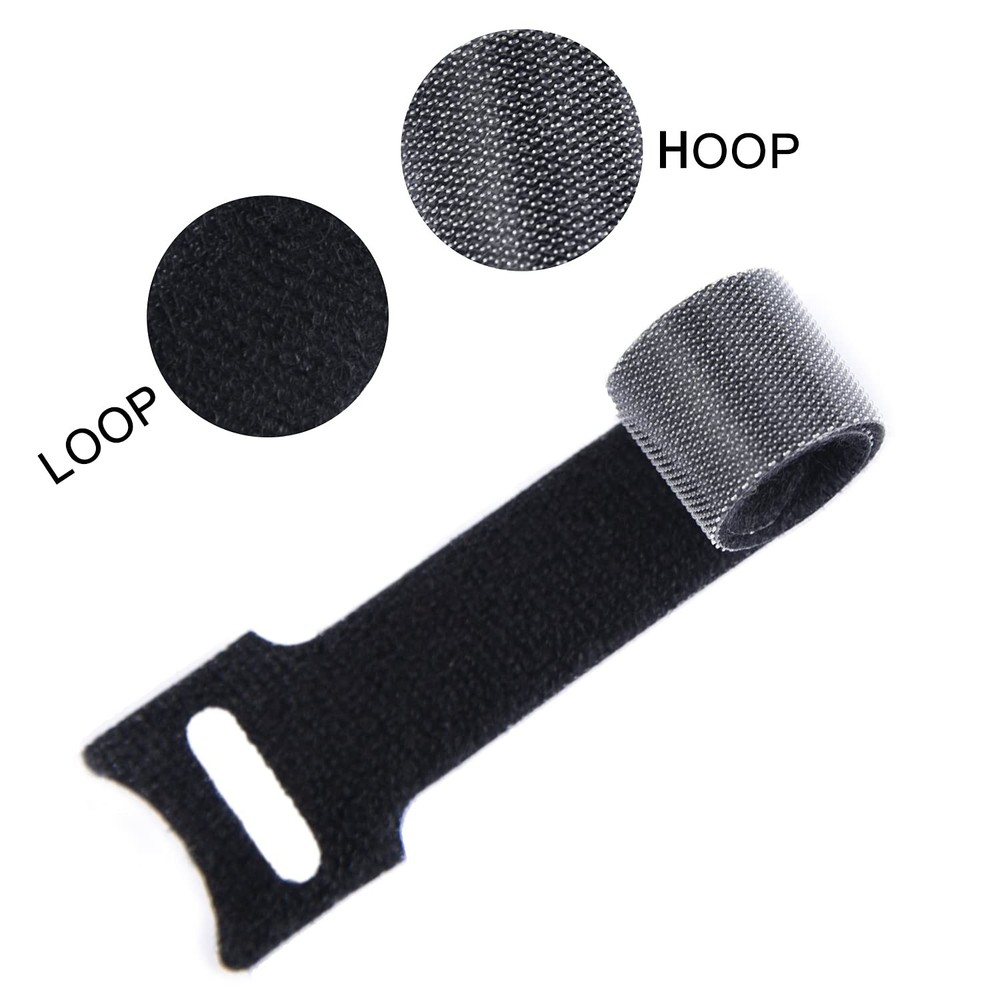 Patu 30-Pack Reusable 3 Hook Loop Cable Ties - Black Cable Organizer