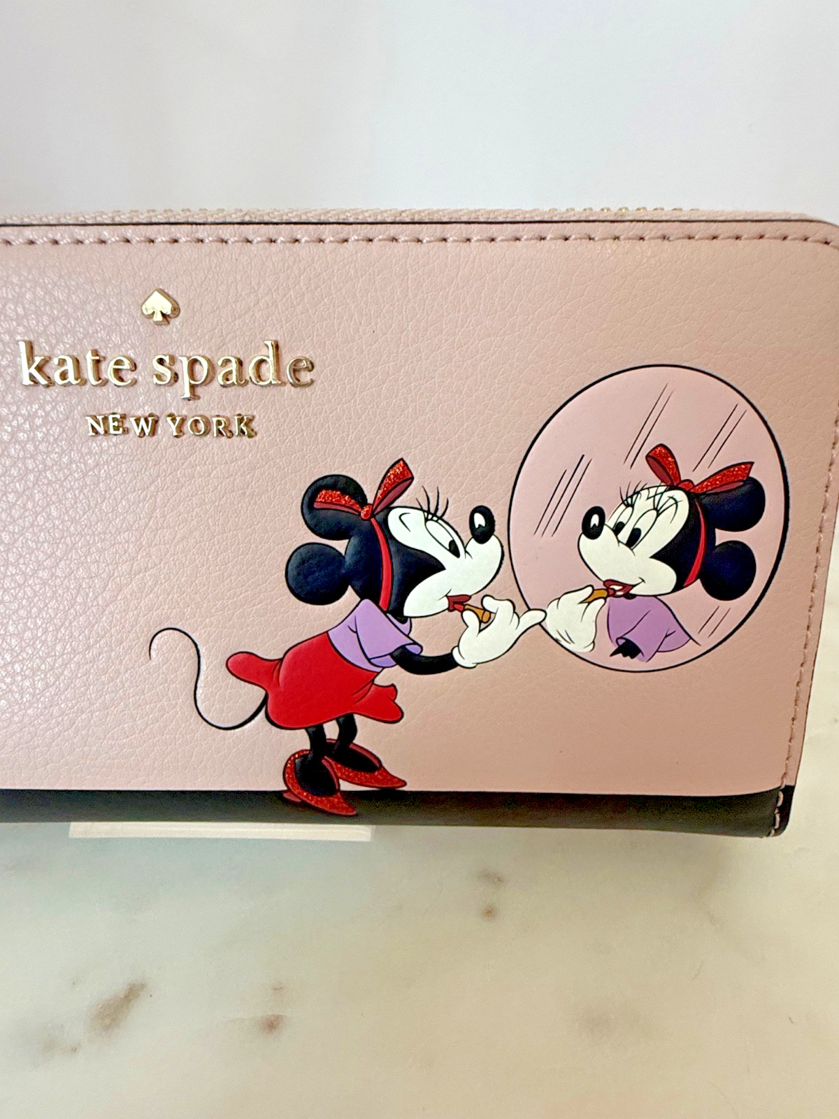 Kate Spade X Disney Minnie Mouse Wallet, applying her lipstick, A+dorable :-) !!