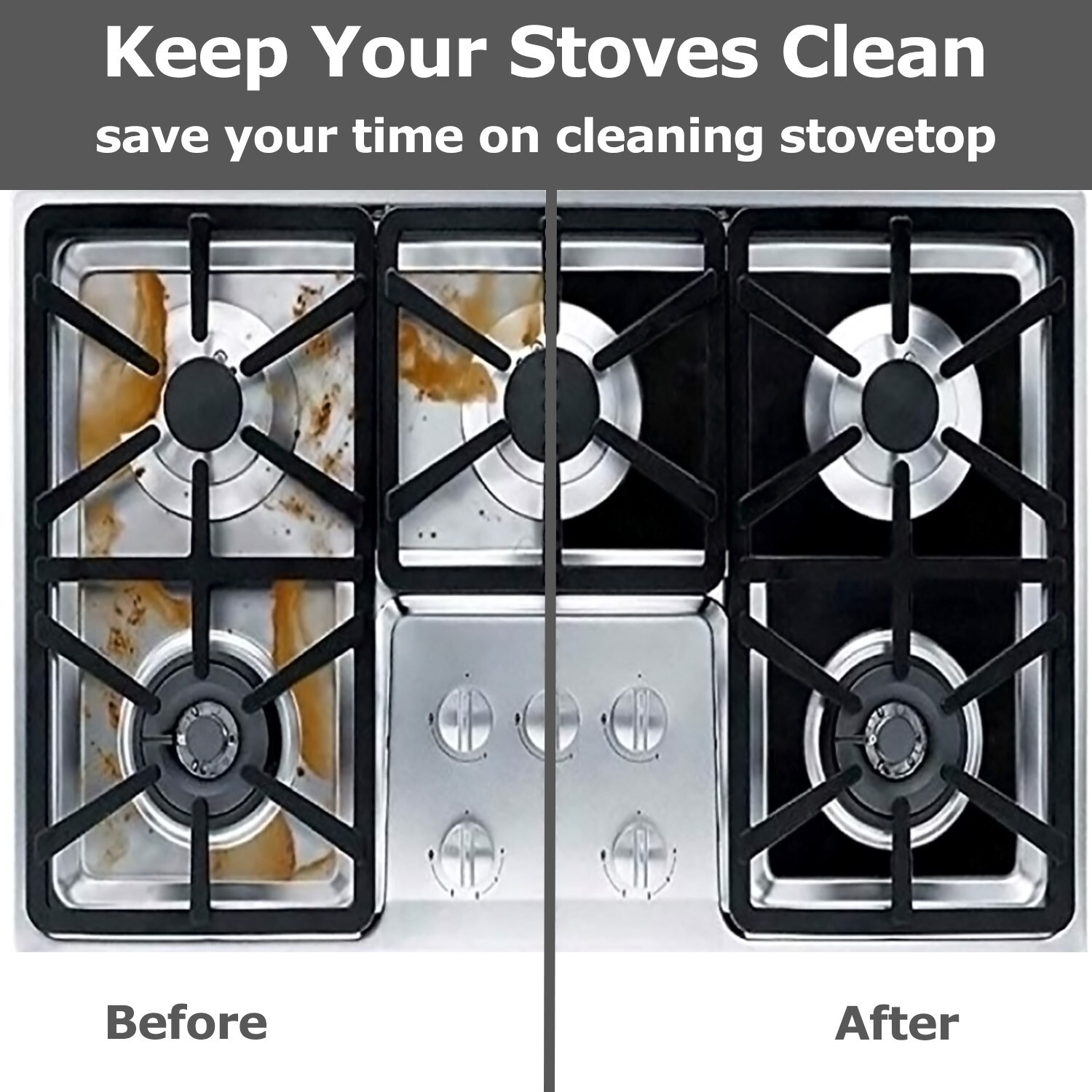 8 Reusable Non-Stick Gas Range Stove Top Burner Protectors - Easy Clean Liners