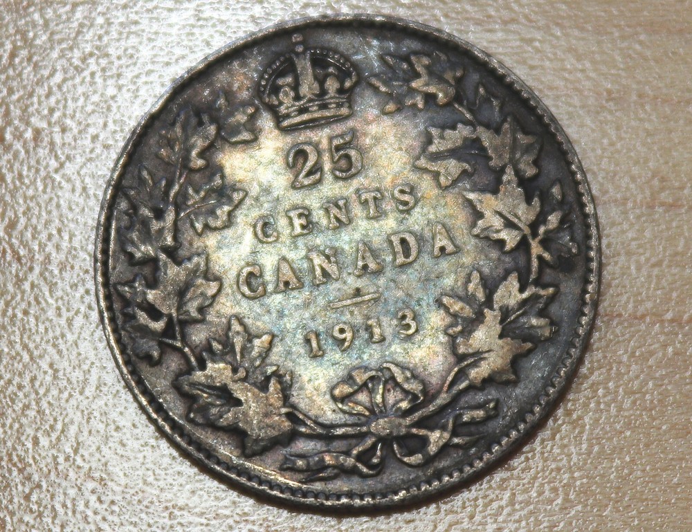 1913 Canada 25 Cents Silver