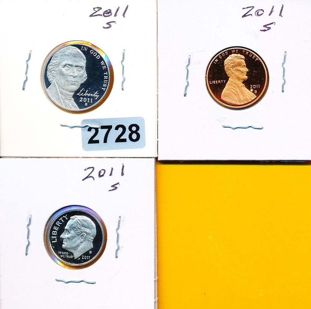 LINCOLN PROOFS - 2011-S - 3 DIFFERENT - #2728
