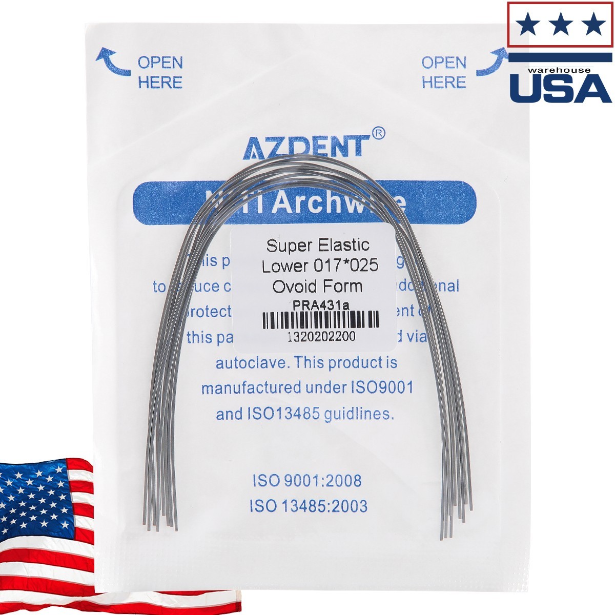 AZDENT Dental Ortho Braces Super Elastic Niti Ovoid Form Rectangular Arch Wires
