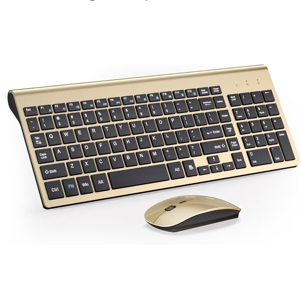 Ultra Slim Wireless Keyboard and Mouse Combo, Silent Compact Keyboard Mouse Set