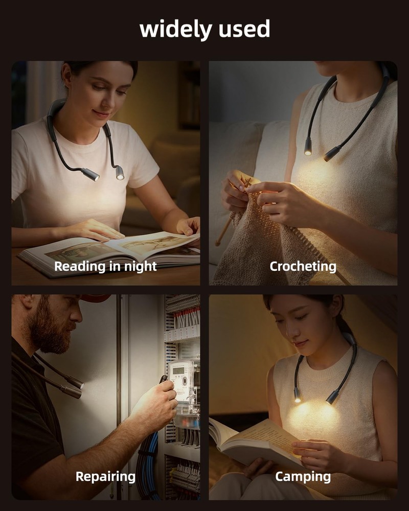 Rechargeable Book Light,3 Colors and Brightness Adjustable Reading Light,Bend...