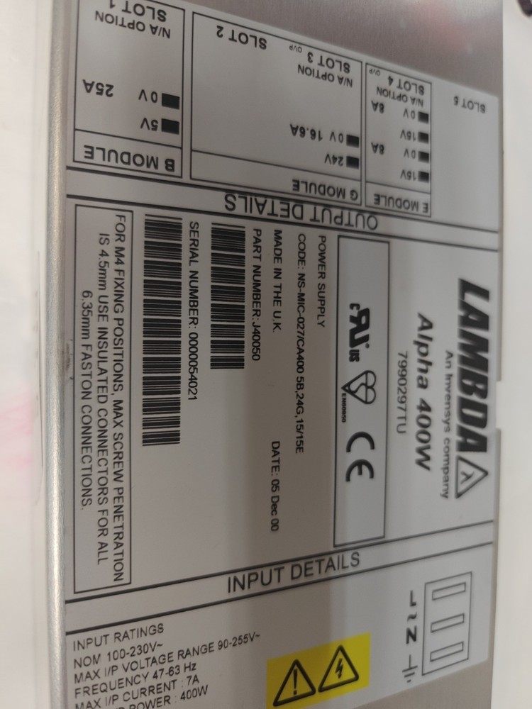 Coutant Lambda J40050 Alpha 400W Power Supply 7990297TU