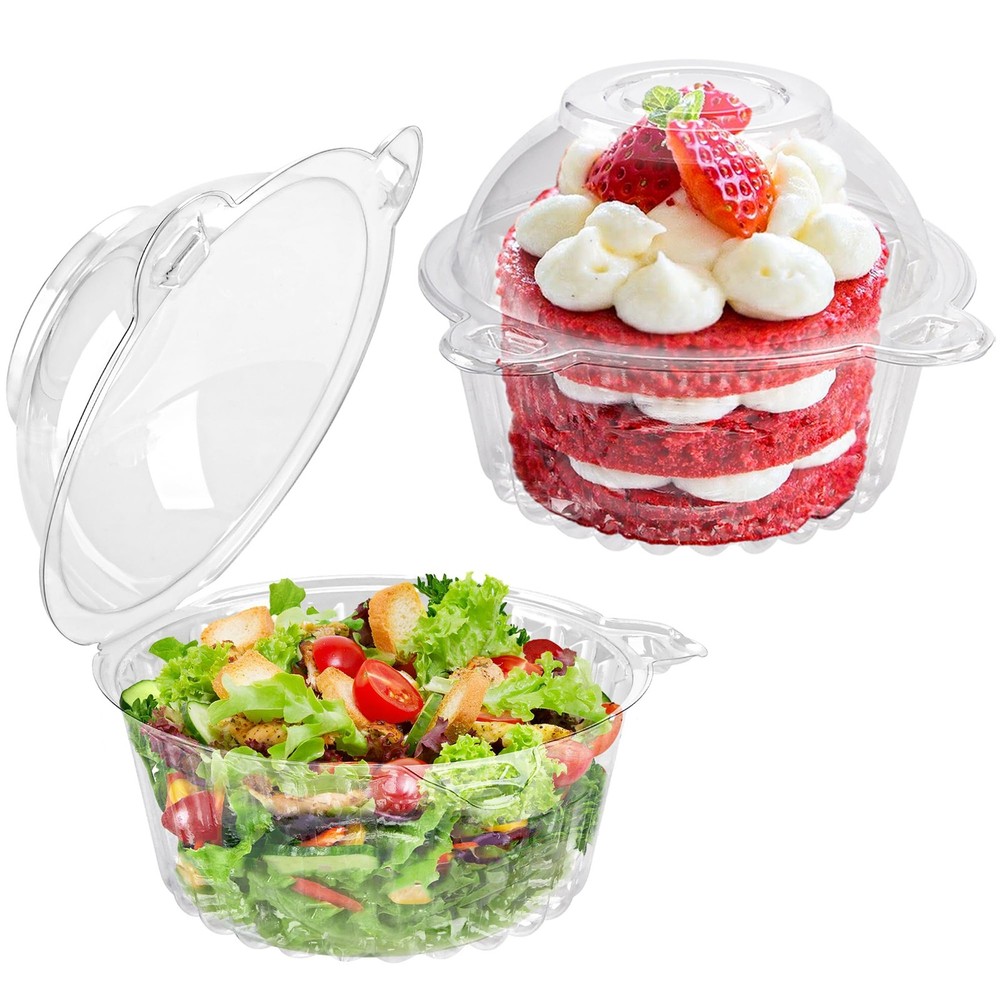 50 Pack Individual Cupcake Containers Plastic Cupcake Holders Deep Dome Cupcake