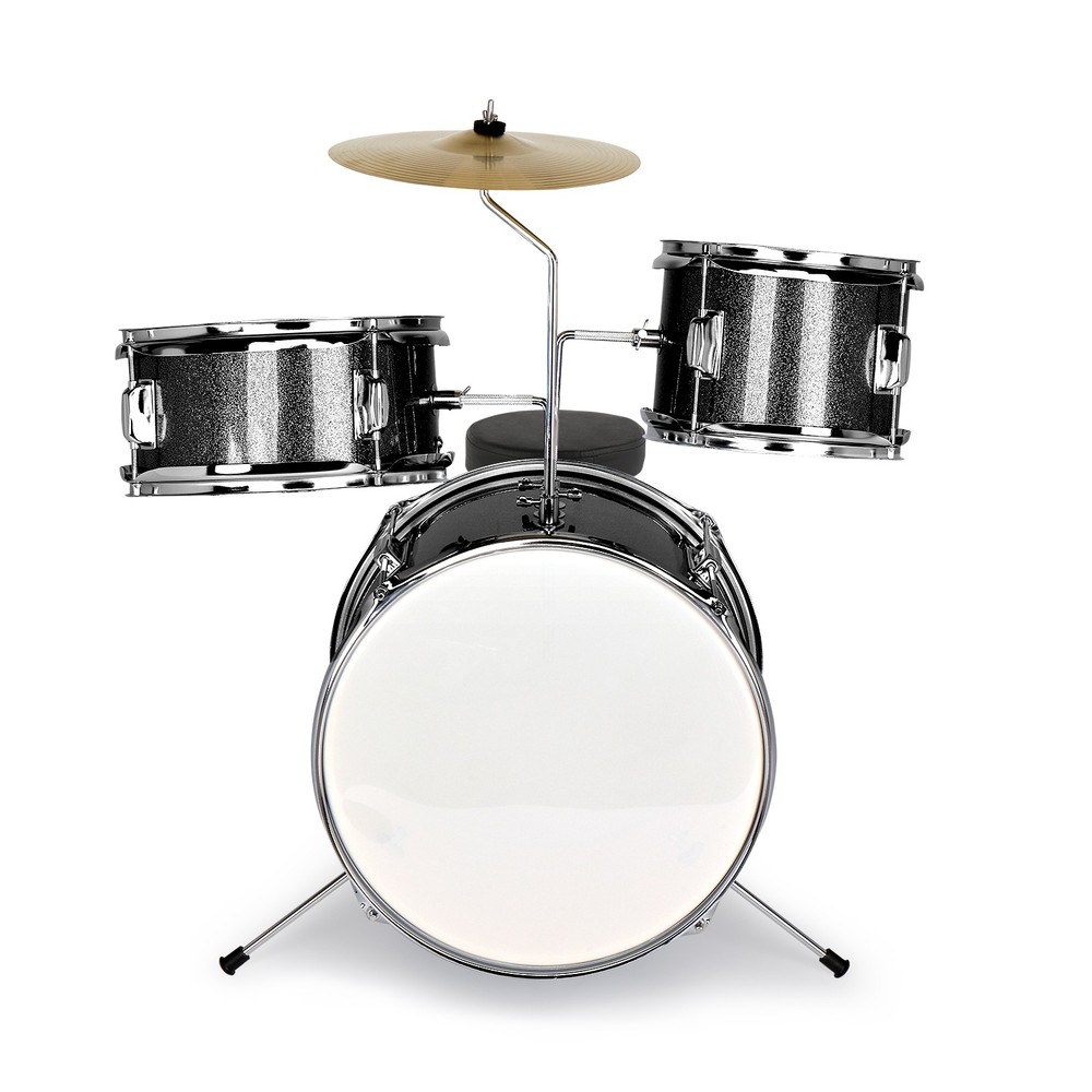 3-Piece Complete Junior Drum Set Beginner Kit w/ Adjustable Throne Cymbal Pedal