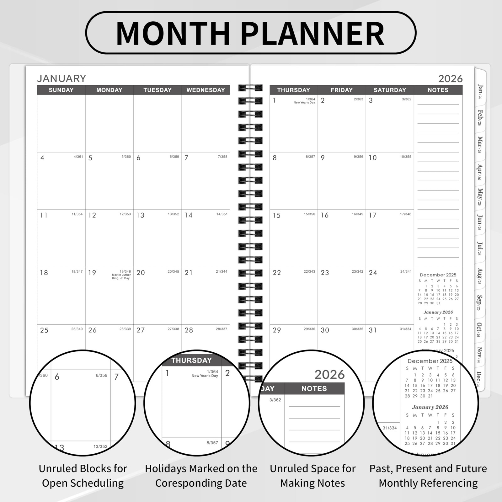 2026-2030 Monthly Planner/Calendar - 5 Year Planner 2026-2030 with Tabs, Jan ...