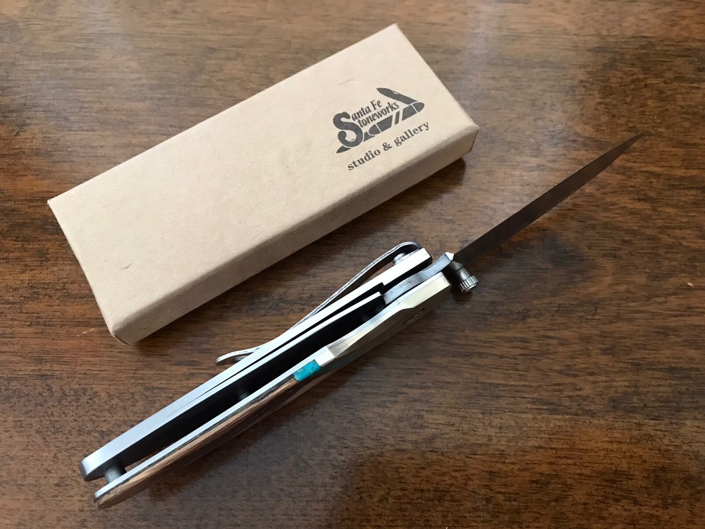 Santa Fe Stoneworks Custom Folding Knife Eagle Inlay USA