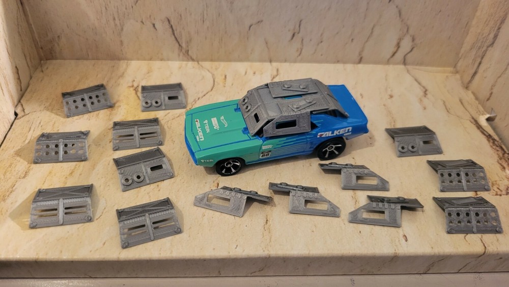Bendable,Front,Rear and Side window armor 18 items 3d printed for 1/64 scale car
