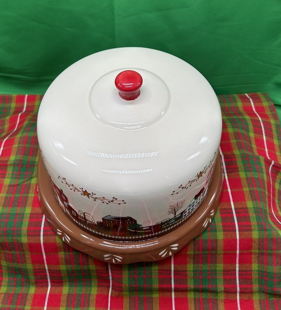 VTG Farm Dome Cake/Cheese Crackers Multi Purpose Ceramic Platter Reversible Base
