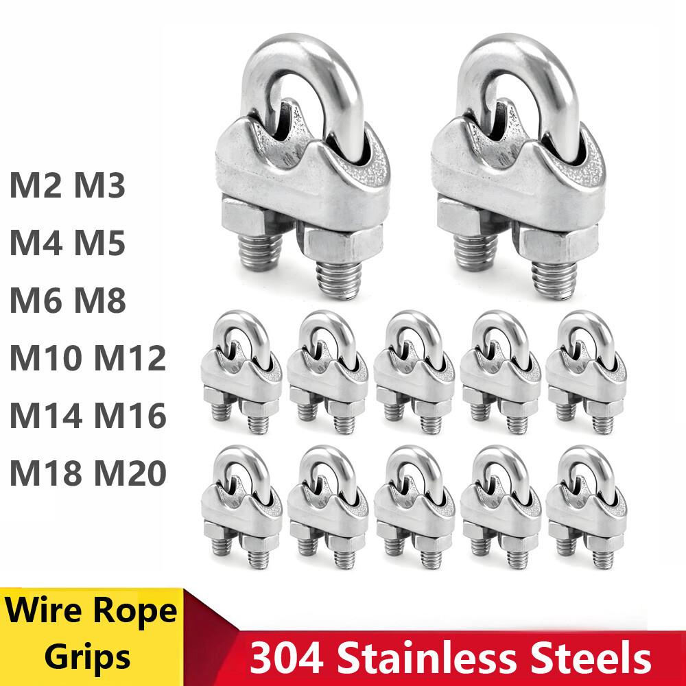 Wire Rope Grips Steel Cable Grip Clamp U Bolt 2mm 3mm 4mm 5mm 6mm 8mm to 20mm