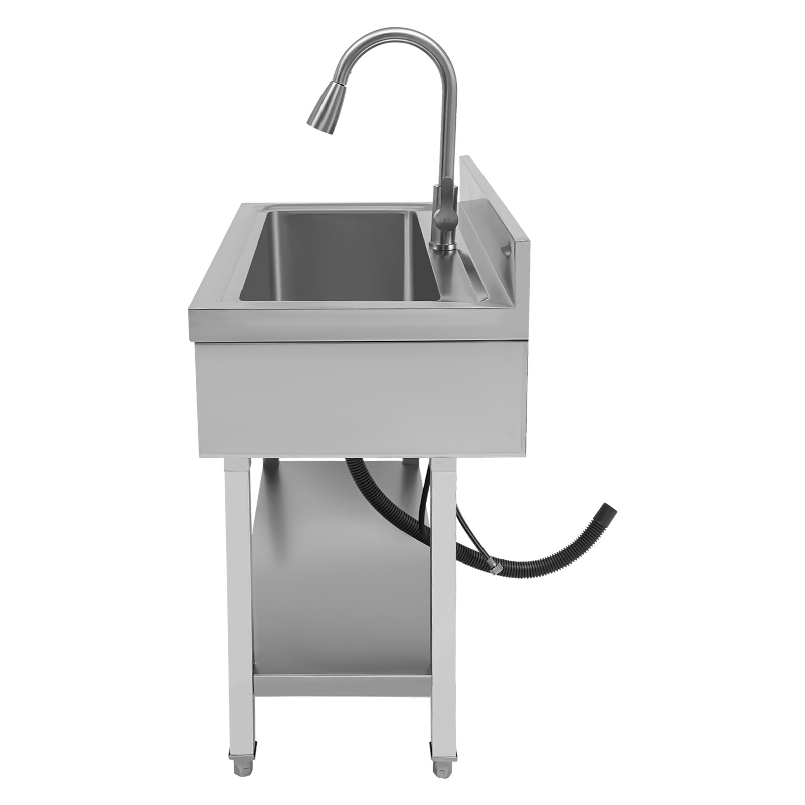 Stainless Steel Utility Sink with Faucet - Large Capacity & Adjustable Feet