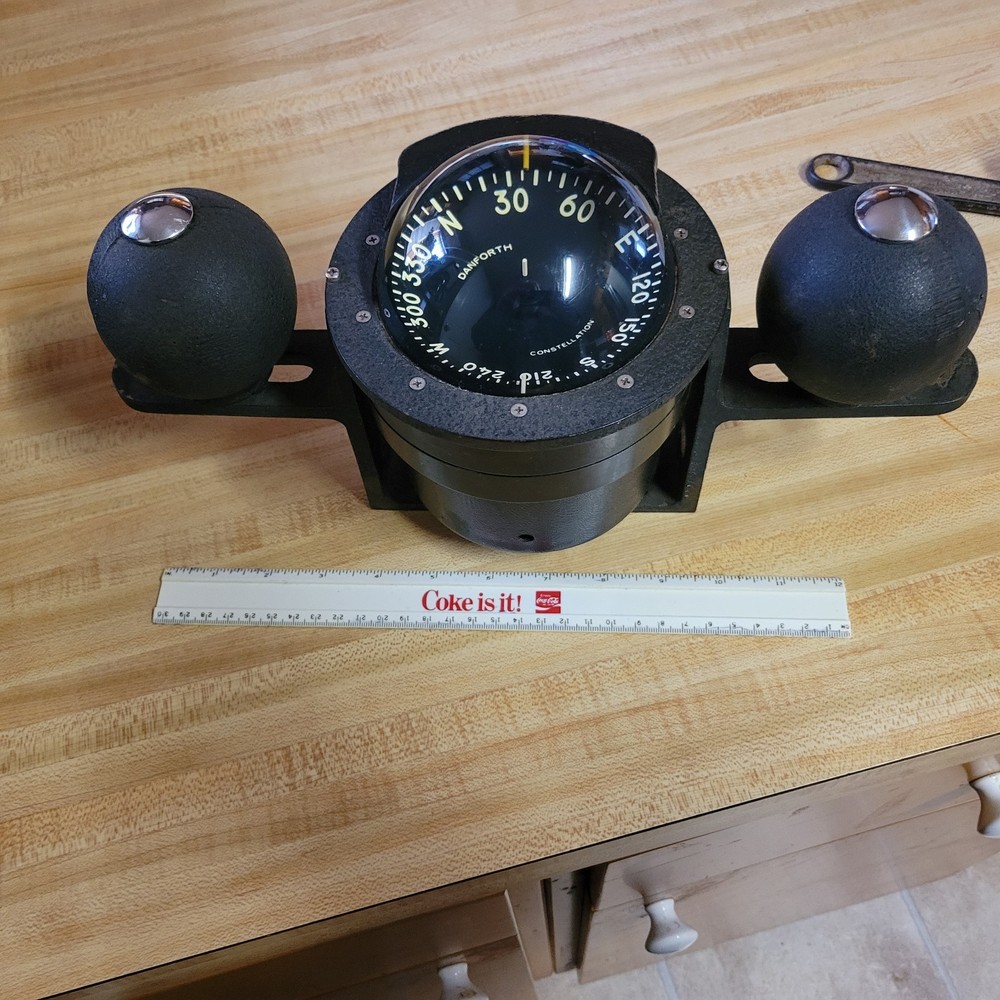 VINTAGE DANFORTH CONSTELATION COMPASS-BINNACLE WITH COMPENSATING BALLS AND CASE