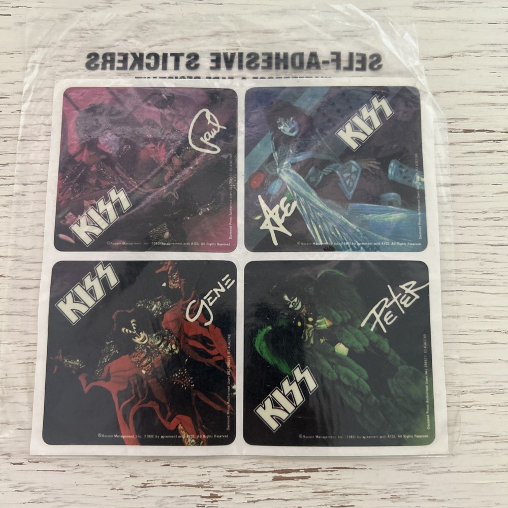 SET OF KISS DIAMOND PRINTS AUSTRALIAN STICKERS AUCOIN Gene Oaul Peter and Ace