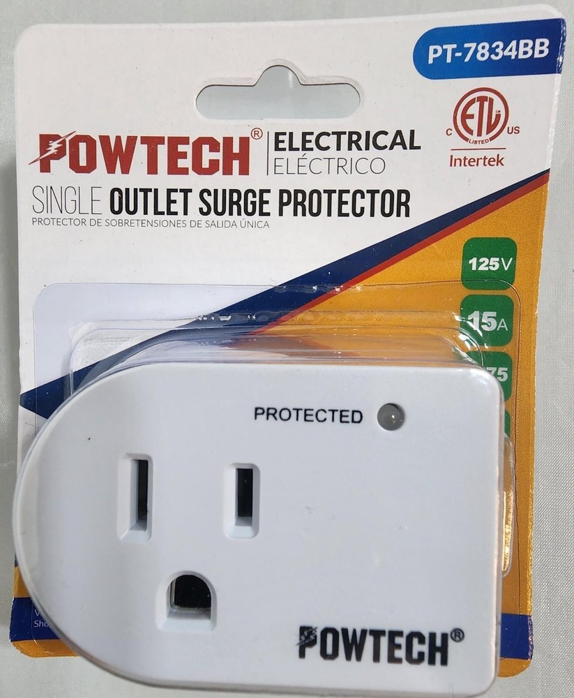 2-Pack Powtech Surge Protector Outlet Wall Plug Single Outlet Voltage Protection