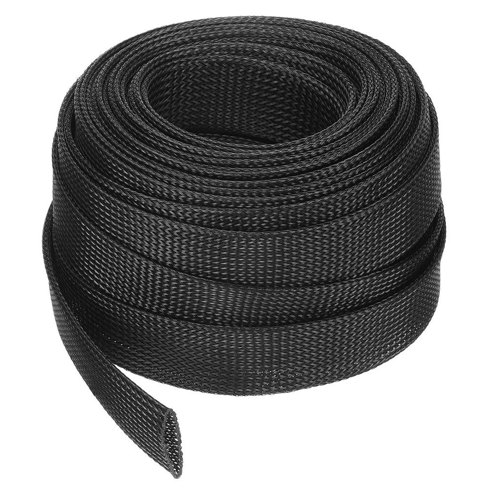 PET Braided Cable Sleeving, 50 FT Black Expandable Wire Cable Sleeving