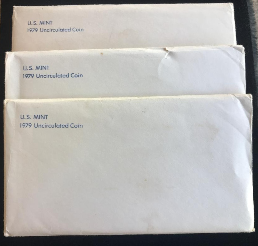 THREE 1979 UNCIRCULATED P & D MINT SETS ~SIX-COIN SETS EACH MINT ~U.S. MINT PACK