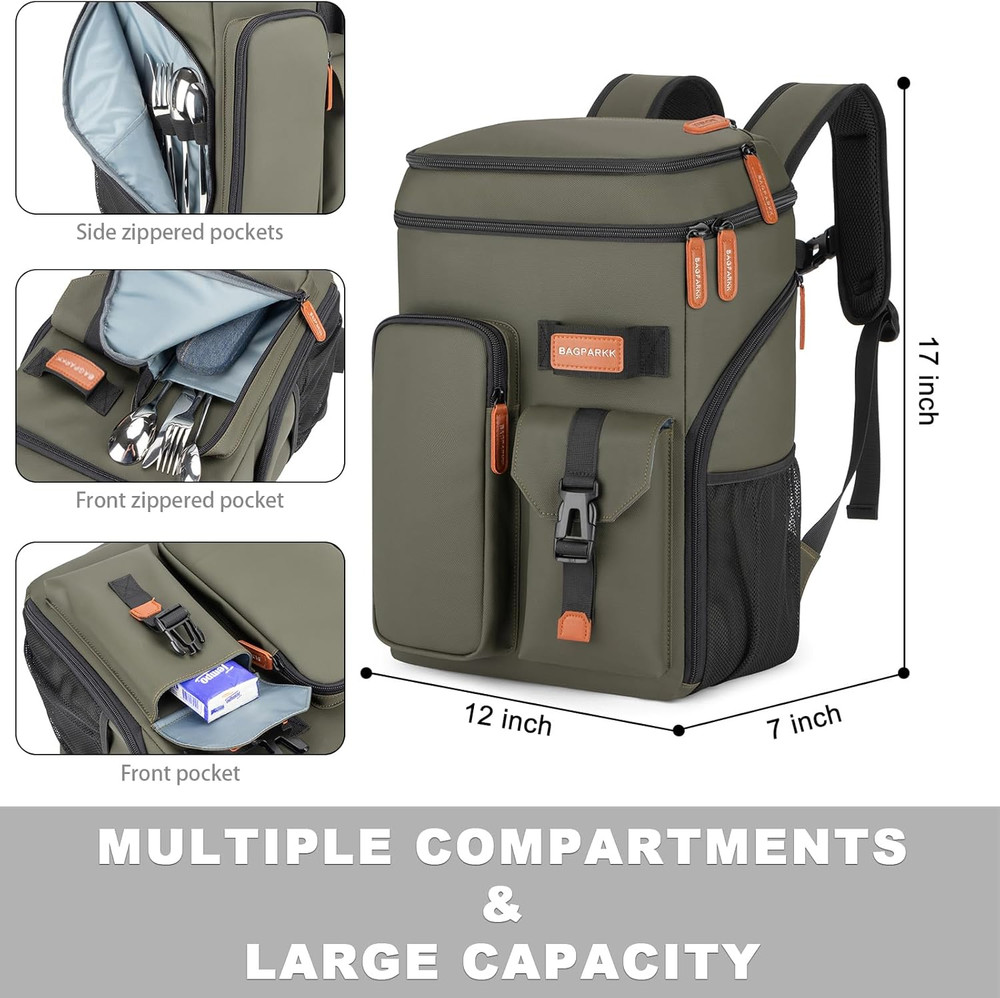 Insulated Cooler Backpack,33/45 Cans Multifunctional Double Deck Leakproof Coole