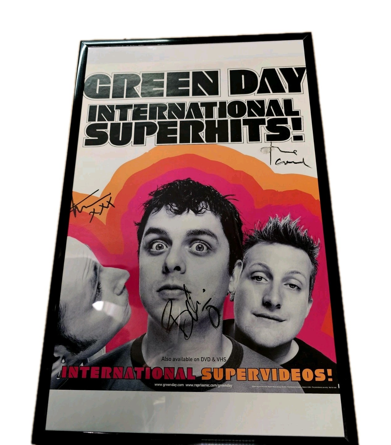 Green Day International Superhits Band Signed Poster.  COA, Framed