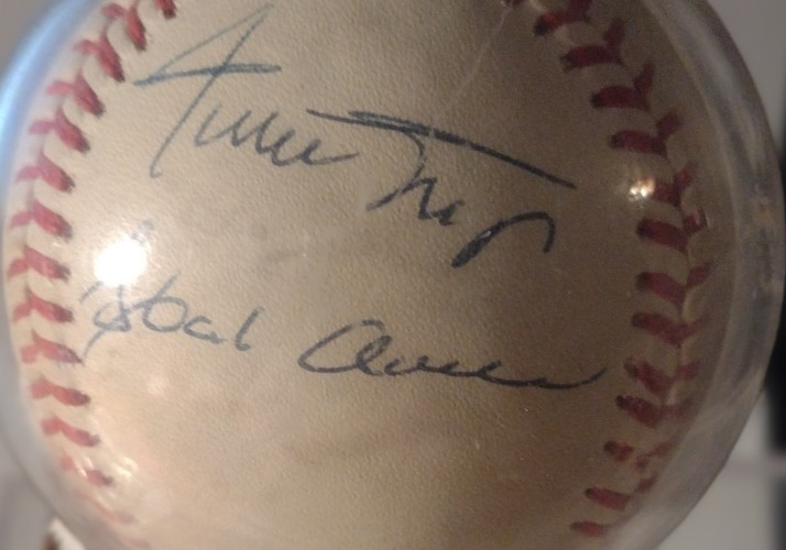 Schmidt / Aaron / Mays / Jackson Auto Baseball With Name Tags