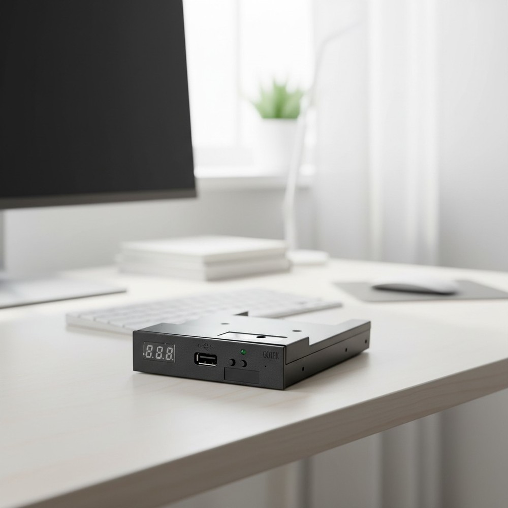 Effortless Data Transfer with 3.5-Inch USB Floppy Drive Simulator - Black