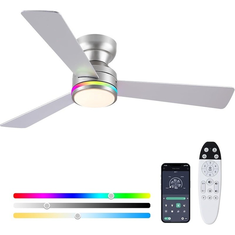 Modern Ceiling Fan W/ Lights Remote Control Reversible Copper Motor Indoor Use