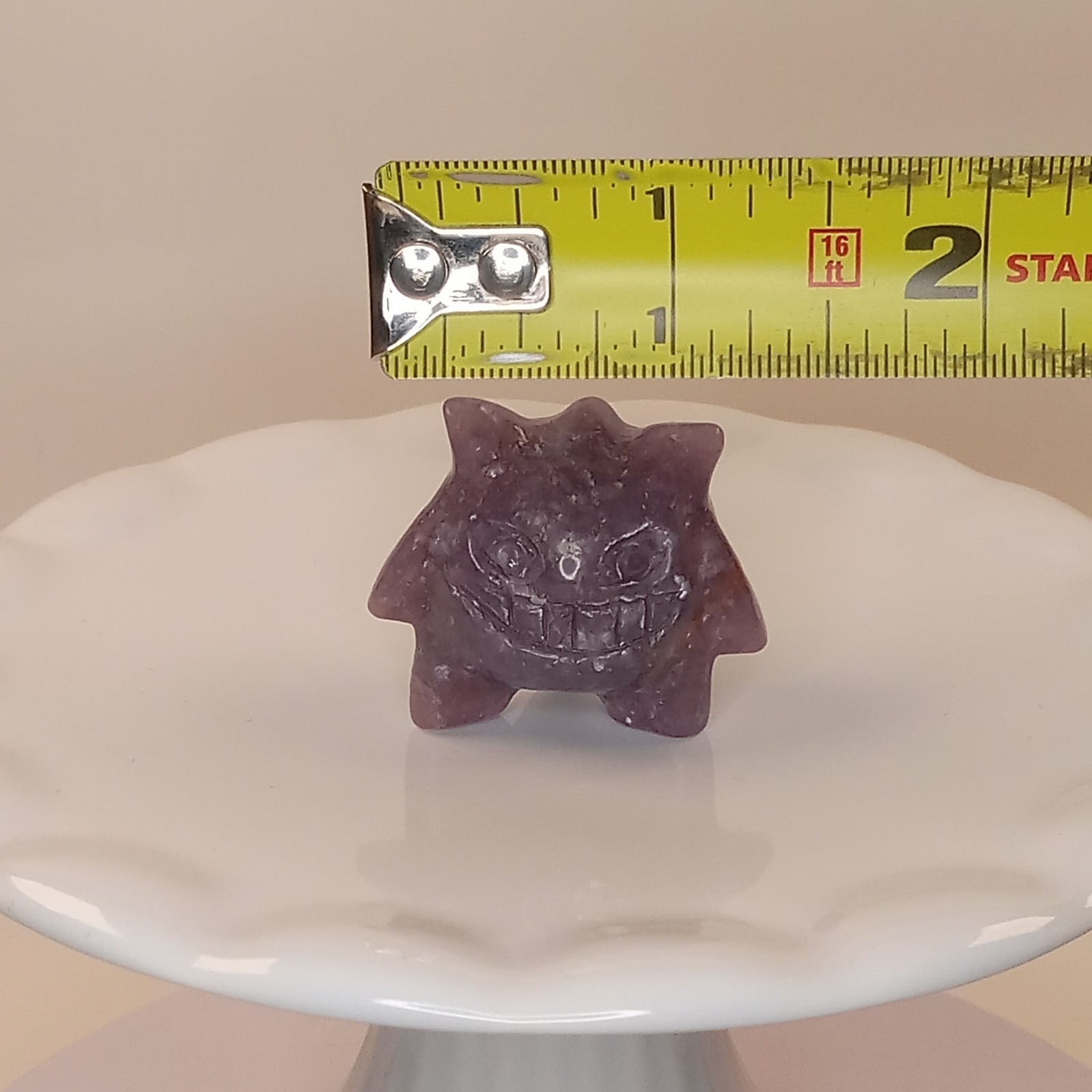 Lepidolite Crystal Gengar Character Carving Purple Stone 26g | F26