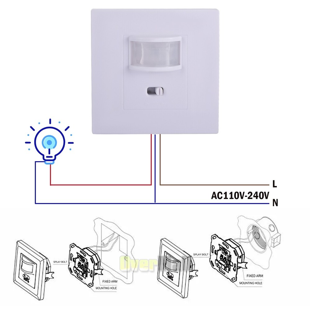 PIR Infrared Motion Sensor Detector Wall Lighting Switch Automatic ON/OFF Home