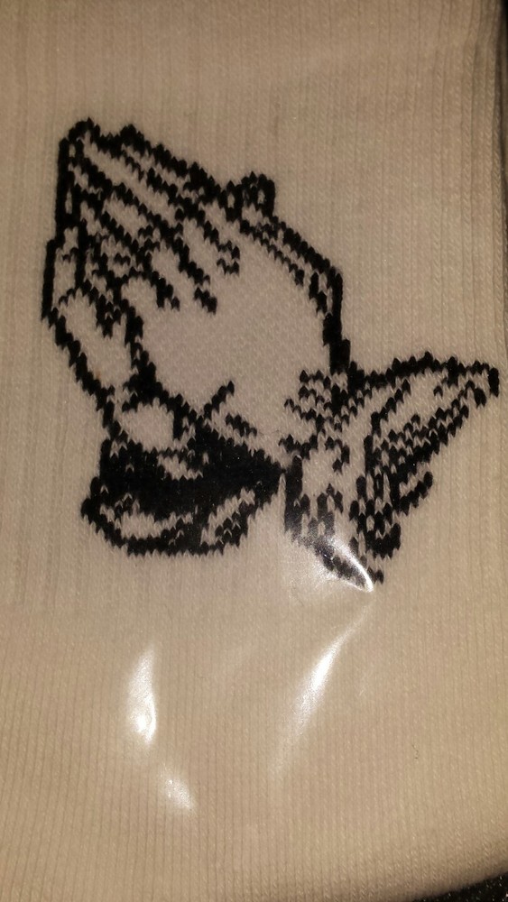 White Cotton Praying Hands Socks