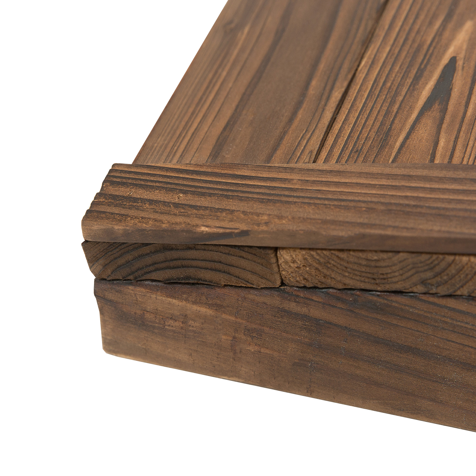 3.3ft Wooden Garden Bridge Arc Stained Finish Walkway with Half Wheeled Railings