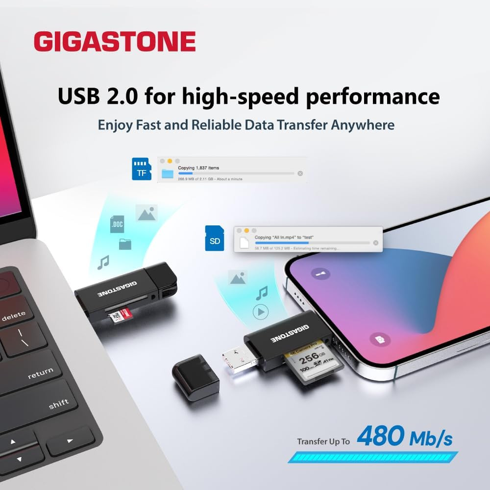 5-Pack USB-A/USB-C SD Card Reader, Dual Slot for SD/Micro SD, Compatible Devices
