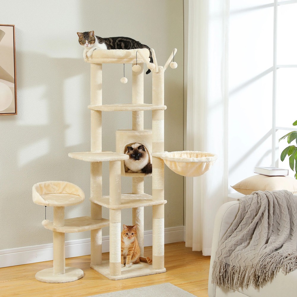 Cactus Tall Cat Tree for Large Cat Multi-Level Tower Cat Condo w Scratching Post