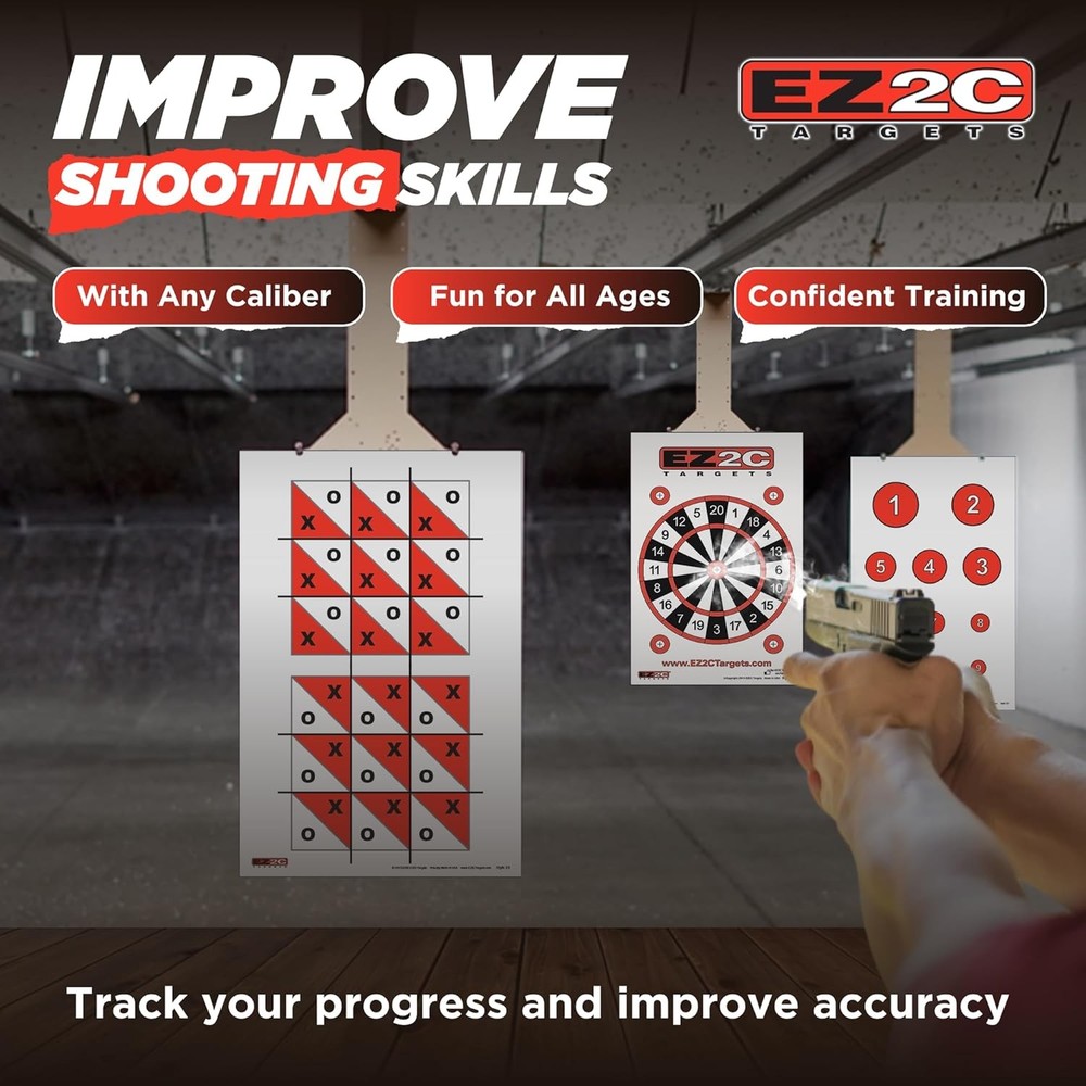 EZ2C Four Various Style Target Papers for Gun Shooting Range, Red