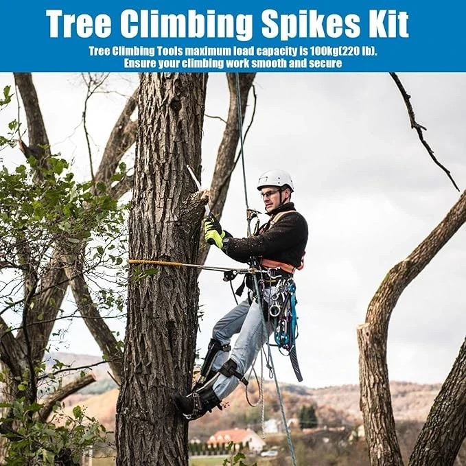Tree Climbing Spikes, Tree Climbing Gear with Adjustable Climbing Belt- Tree