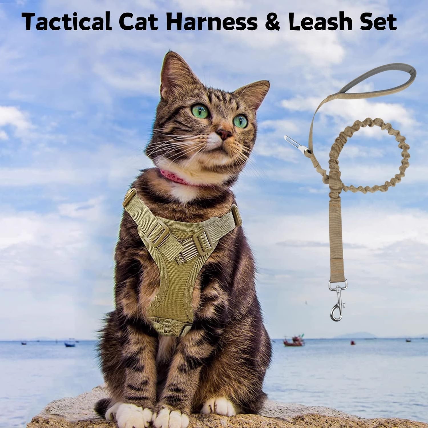 Tactical Cat Harness and Leash Set for Walking Escape Proof Adjustable Large ...